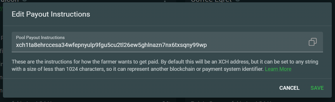 change payout addresses